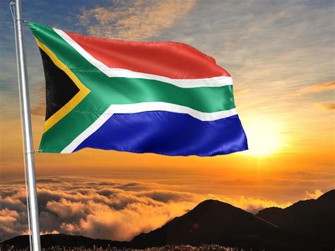 Premium Photo South Africa Waving Flag Against Sunset Beautiful