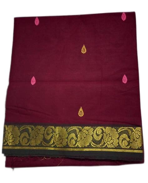 Block Prints Casual Wear Plain Cotton Saree With Blouse M At Rs