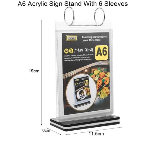 A6 Flip Menu Stand Display Paper Table Stand 6 Sleeves Vertical Type