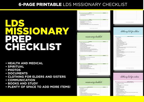 Lds Missionary Checklist Lds Digital Download Latter Day Etsy