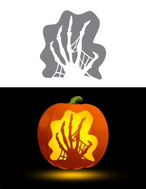 Printable Creepy Skeleton Hand Pumpkin Stencil