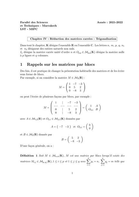 Solution Chapitre Trigonalisation Studypool