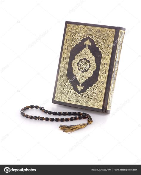 Holy Quran Book And Rosary Isolated On White Background Stock Photo By