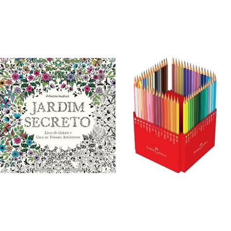 Kit Livro De Colorir - Kit - Livro de Colorir Antiestresse Jardim Secreto + Lápis de Cor Faber ...