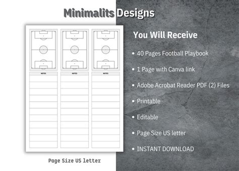 Football Playbook Template, Printable Blank Soccer Diagrams, Canva ...