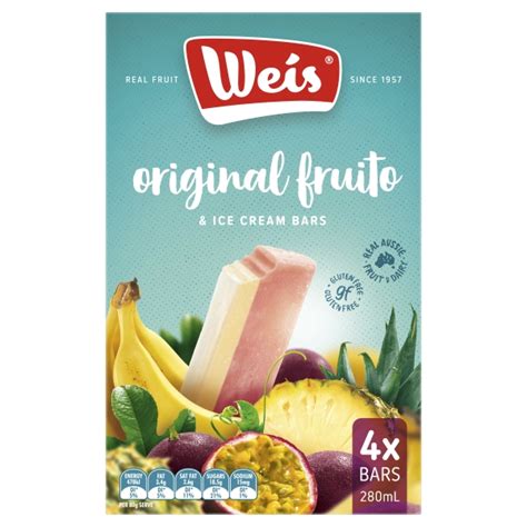 Weis Bar Original Fruito And Ice Cream 4 Pack 280ml Adelaides Finest