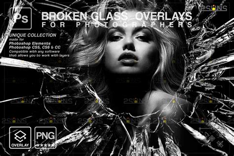 Broken Glass Photoshop Overlay & Halloween Photoshop overlay, - FilterGrade