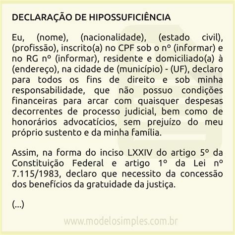 Topo 52 imagem modelo declaração hipossuficiencia br thptnganamst edu vn