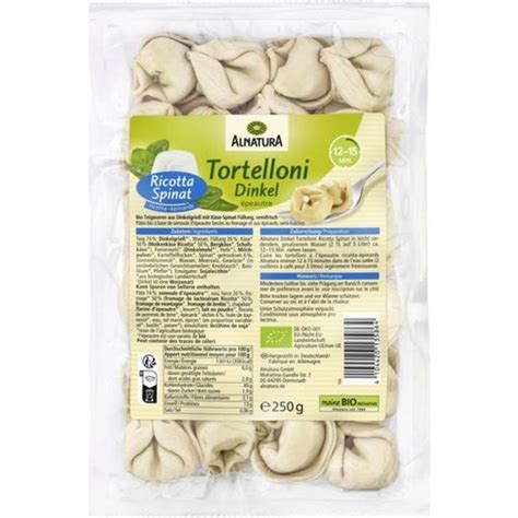 Alnatura Tortelloni De Espelta Bio Ricotta Y Espinacas 250 G