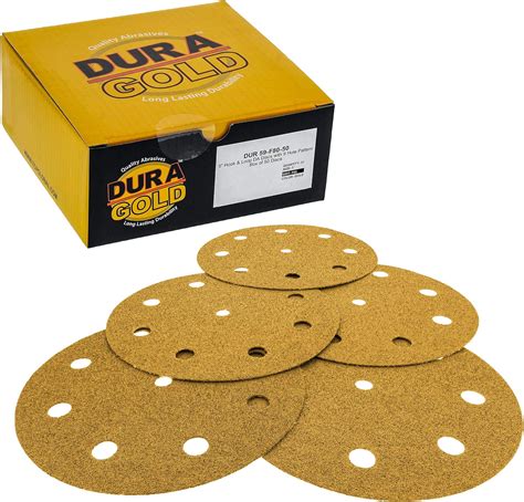 Dura Gold Premium 80 Grit 5 Gold Sanding Discs 9 Hole Pattern