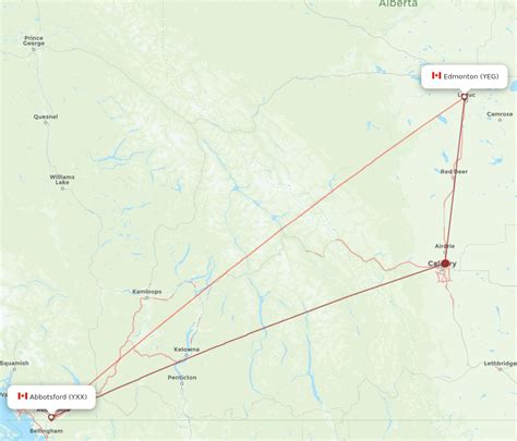 All Flight Routes From Edmonton To Vancouver Yeg To Yxx Flight Routes