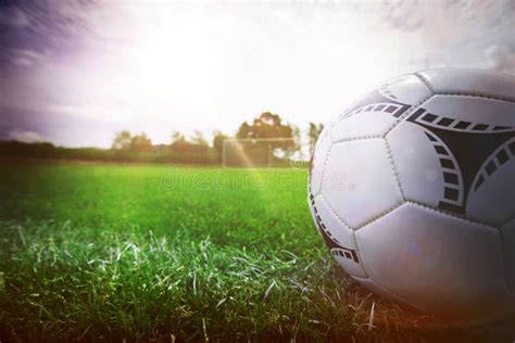 Close-up Of Soccer Ball In Soccer Stadium Stock Image - Image of copy ...