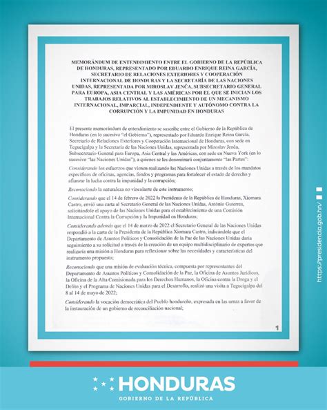 Gobierno De Honduras On Twitter En Qu Consiste El Memor Ndum De