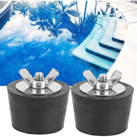 Bouchon de canalisation d hiver pour piscine 2Pcs Noir fileté