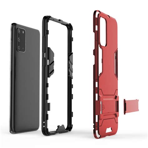 Slim Armour Tough Case And Stand For Samsung Galaxy S20 Red