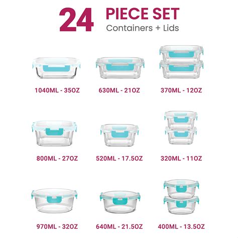 Snapklik.com : FineDine 24 Piece Glass Storage Containers