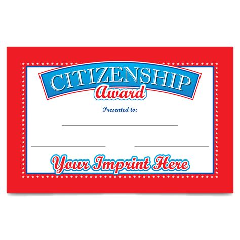 Custom 5.5" x 8.5" Certificate- Citizenship Award