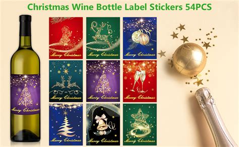 Amazon Gold Foil Christmas Wine Bottle Label Stickers Pcs