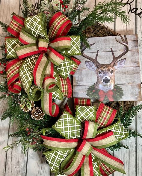 Deer door wreath rustic wreath cabin wreath wall decor | Etsy