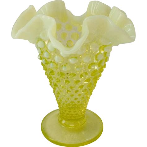 Fenton Glass Topaz Opalescent Ruffled Hobnail Vase Sold On Ruby Lane