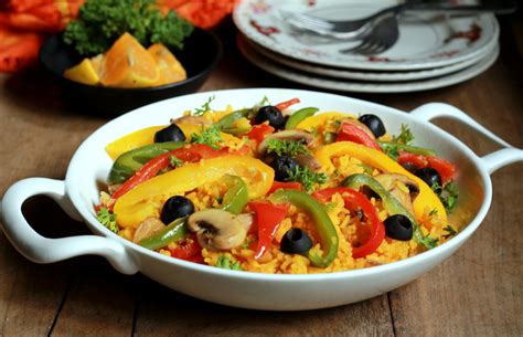 Vegetable Paella Recipe Spanish Style Vegetable Rice By Archanas Kitchen