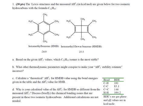 Solved The Lewis Structures And The Measured Delta H Degree Chegg