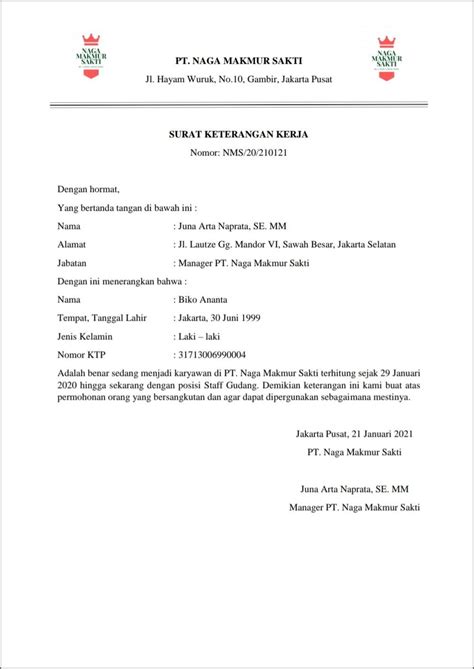 Contoh Surat Pernyataan Tidak Bekerja Doc Surat Lamaran Kerja