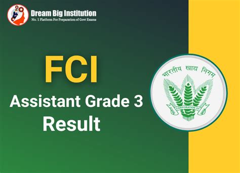 FCI Assistant Grade 3 Result 2023 Out Phase 1 Result And Marks