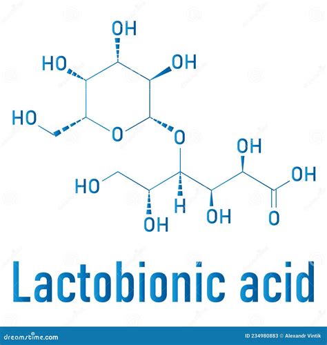 Lactobionic Acid, Lactobionate Molecule. Skeletal Formula. Chemical ...
