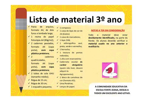 Lista De Material Escolar Ano Pdf Off Rbk Bm