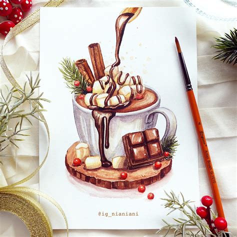 Learn To Draw And Paint A Cozy Cup Of Hot Chocolate With Watercolors Nianiani Skillshare