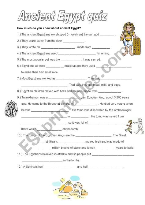 English worksheets: Ancient Egypt quiz