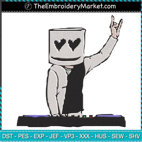 Dj Marshmello Embroidery Designs File Marshmello Machine Embroidery