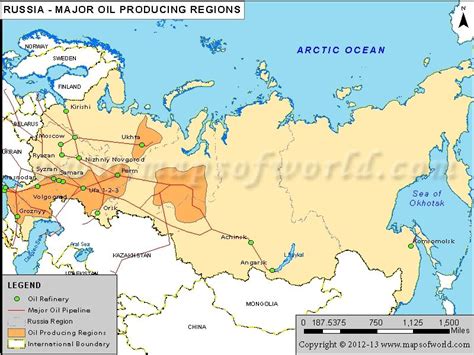 Russia Major Oil Producing Regions Map