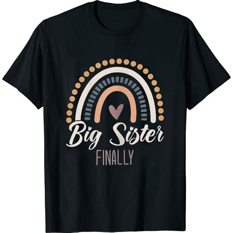 Womens Big Sister Finally 2024 Girls Boho Rainbow Big Sis Sibling T