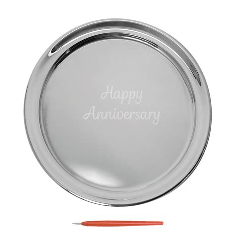 Guest Book Tray With Happy Anniversary, Small | Engraved Pewter Gift