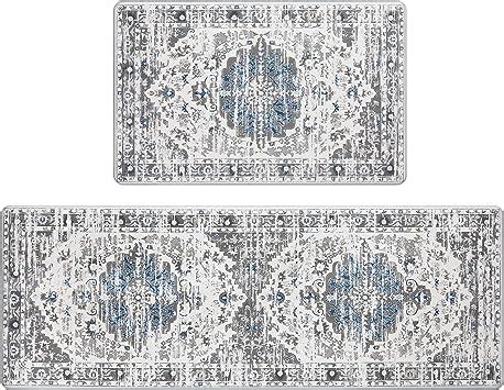 Hebe Boho Anti Fatigue Kitchen Rug Sets Piece Non Slip Cushioned