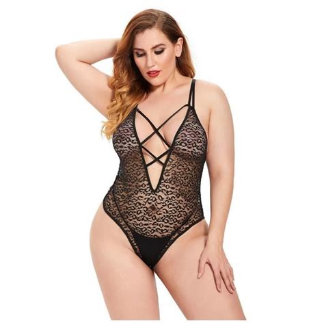 Body Nouveau Sexy Plus Size Lingerie Dentelle De Nuit De Nuit De Nuit L Gants Noir Cdiscount