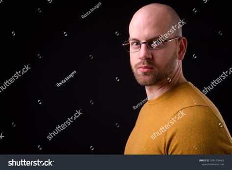 Studio Shot Handsome Bald Bearded Man Stock Photo 1081430462 Shutterstock