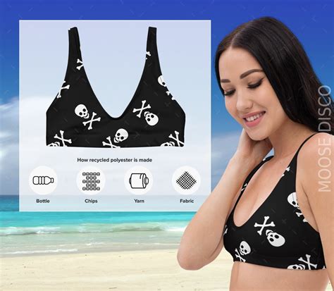 Gothic Bikini Black Skull Jolly Roger Skull And Crossbones Recycled