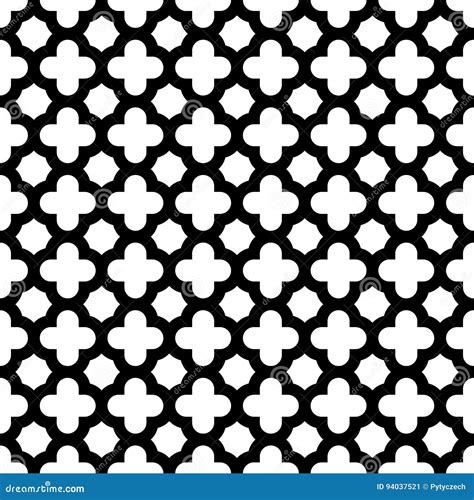 Quatrefoil Seamless Pattern Background In Black And White Vintage And