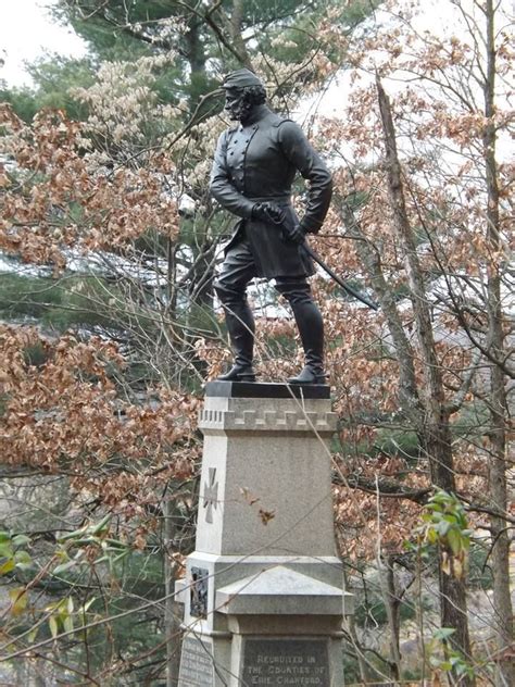 Monument to the 83rd Pennsylvania Infantry on the slope of Little Round ...