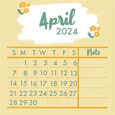 April Calendar 2024 Template Download On Pngtree