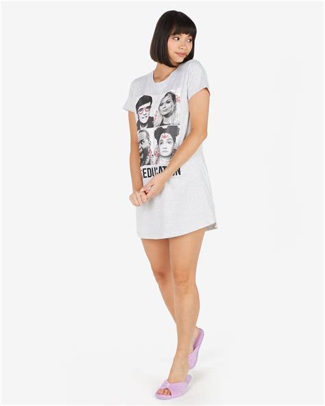 Riachuelo Camisola Curta Feminina Sex Education Cinza Mescla