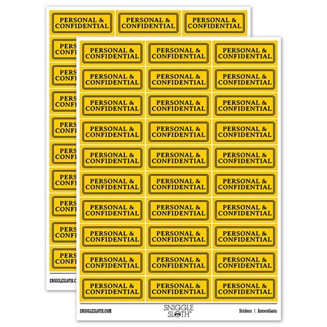 Personal Confidential Double Line Border Sticker Set Yellow Matte