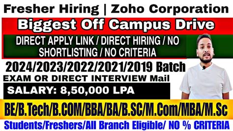 Zoho Biggest Freshers Hiring 2023 Zoho Direct Apply Any Branch