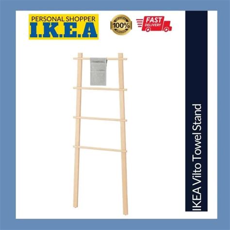 Ikea Vilto Towel Stand Rack Rak Ladder Style Bamboo Wooden Wood Sangkut