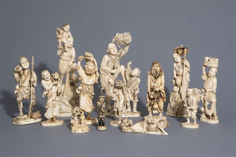 A Collection Of Japanese Carved Ivory Figures And Groups Meiji 19th C