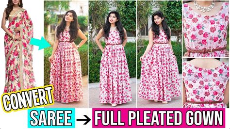 Convert Your Old Floral Print Saree Into Beautiful Dress 45 Off