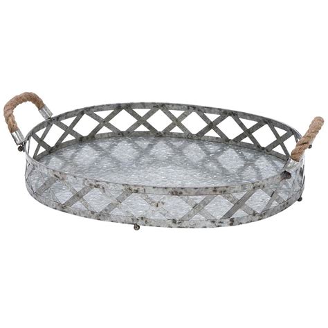 Galvanized Tray With Rope Handle